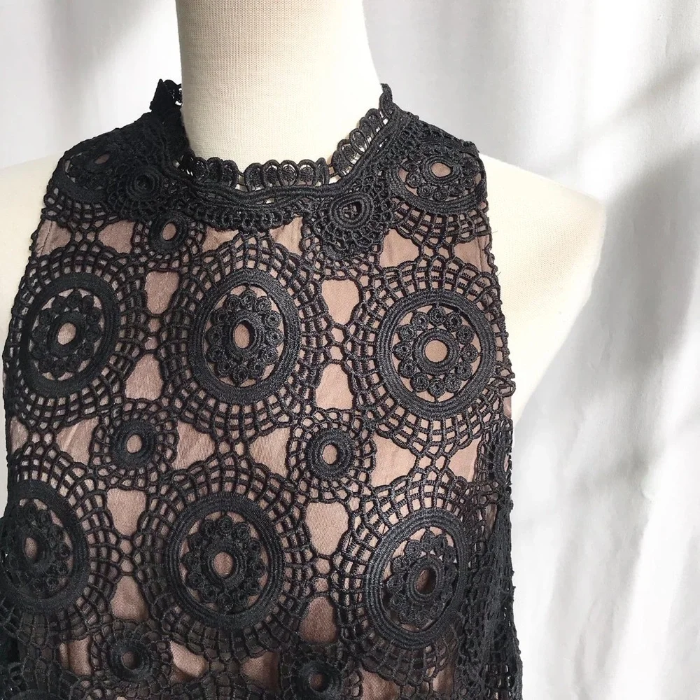 Free People black crochet layered dress Size 0 - Picture 2 of 10